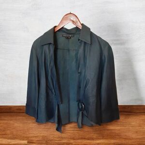 Lafayette 148 Navy Blue Lamb Skin Front Button Jacket Size 6